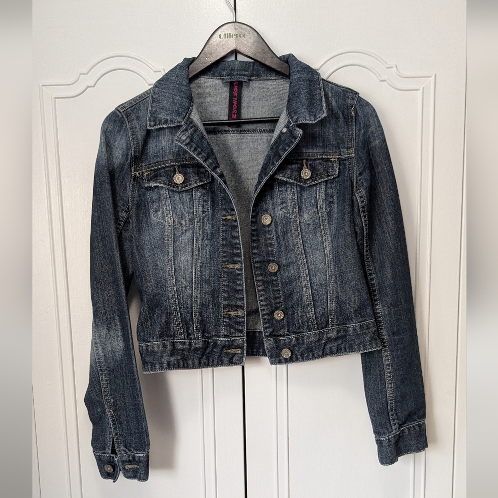 Almost Famous Blue Cropped Jean Jacket Classic Size M